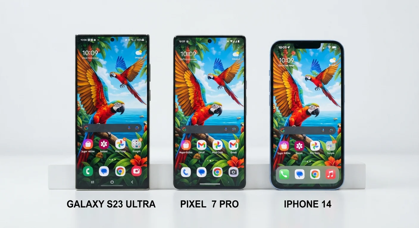 OLED, AMOLED, and LCD Screens Side by Side