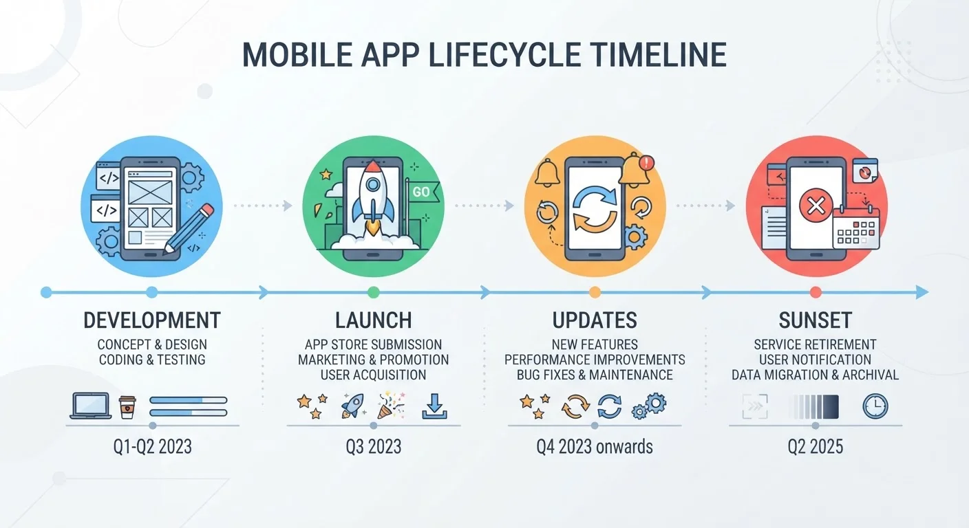 The Full Lifecycle of a Mobile App — From First Build to End of Support